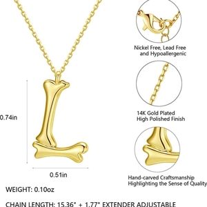 Letter L 14k gold plated necklace dog pet lover